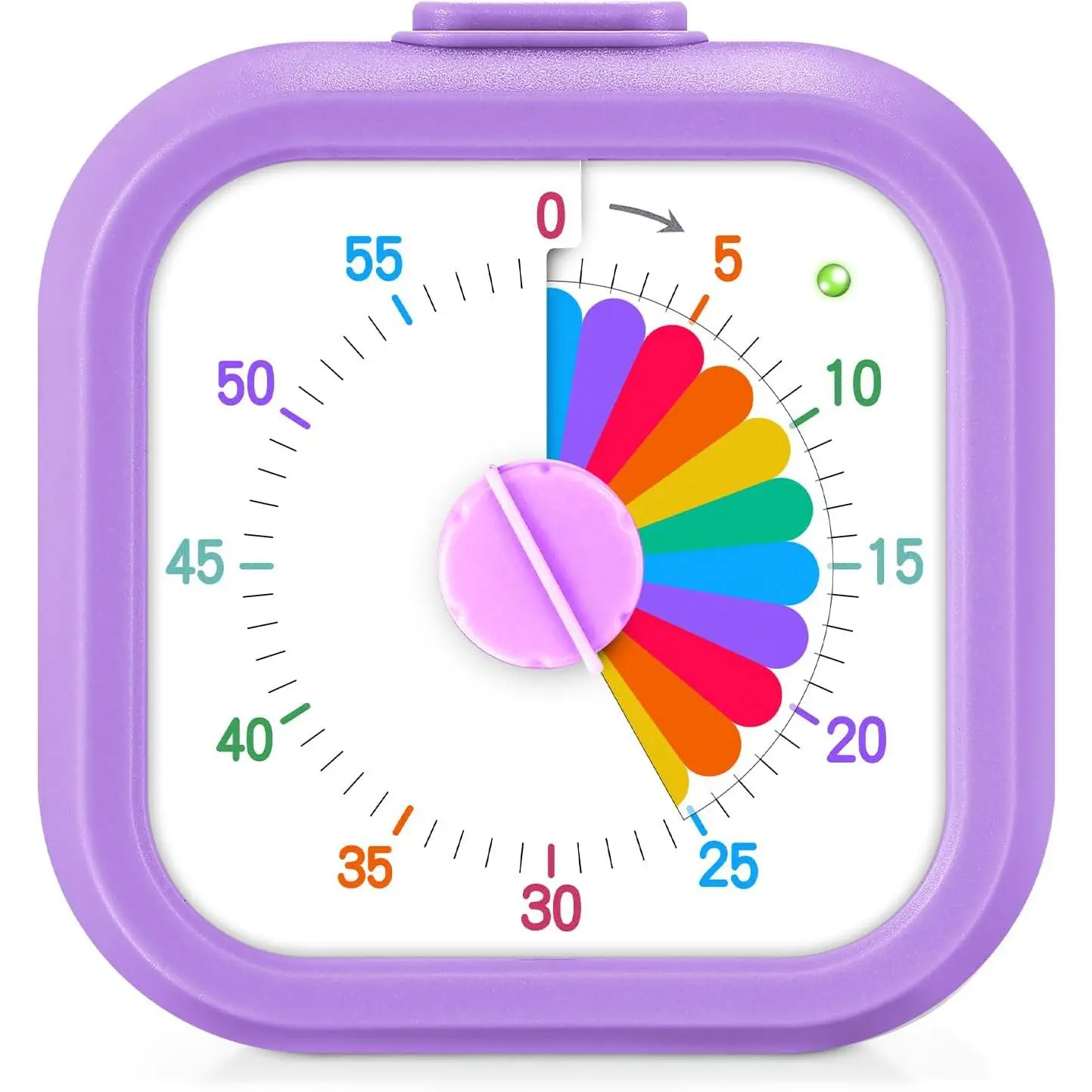 Visual Timer for , 60 Minute Time Digital Pomodoro Timer Countdown with Silent Pause Function for Classroom Kitchen Study Cooking Meetings  Rainbow (Square )