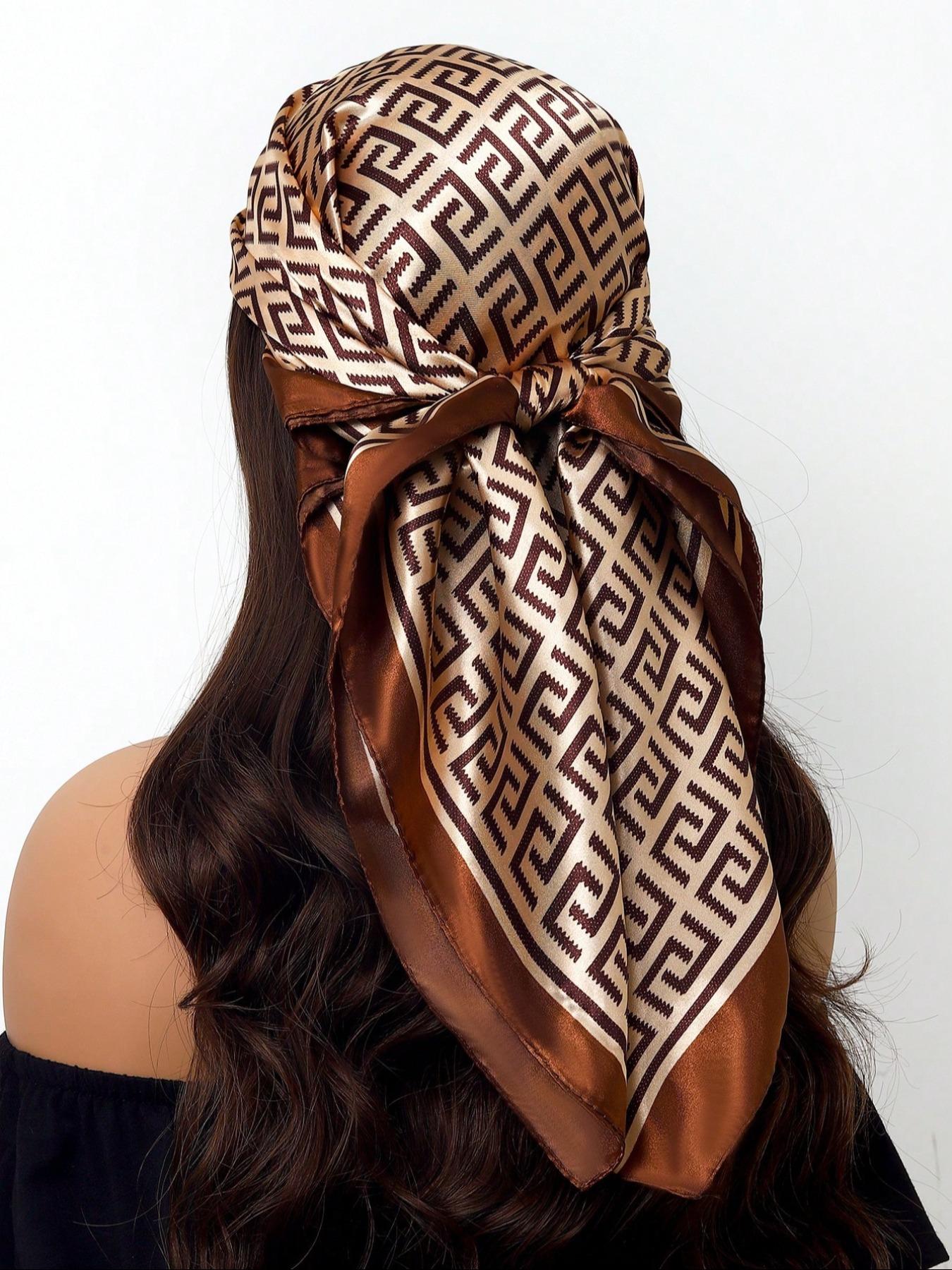 Fashionable Printed Square Scarf for Women, Boho Style Scarf, Versatile Bandana for Daily Wear & Sun Protection, Stylish Accessory for All Seasons, Fashion Hair Scarves, Versatile Headscarf