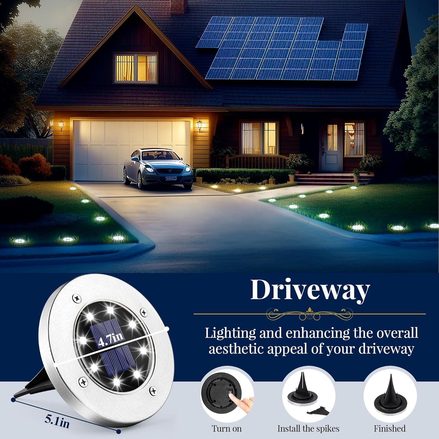Hoodink Solar Lights for Outside,12 Pack Solar Lights Outdoor Waterproof, Solar Garden Lights Landscape Lighting for Patio Pathway Lawn Yard Deck Driveway Walkway, Cold White,dorm essentials,home decor,home essentials,camping essentials Hoodink Solar Lights for Outside,12 Pack Solar Lights Outdoor Waterproof, Solar Garden Lights Landscape Lighting for Patio Pathway Lawn Yard Deck Driveway Walkway, Cold White,dorm essentials,home decor,home essentials,camping essentials