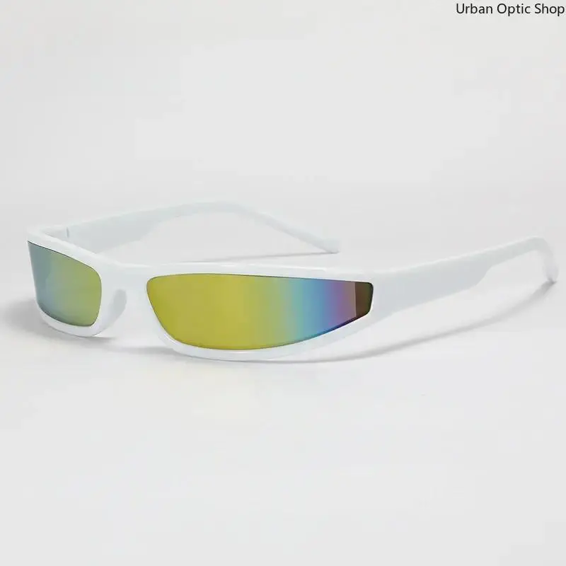Retro Y2K Cyberpunk Narrow Sunglasses for Men & Women, Futuristic Wrap Around Sports Shades, UV400 Protective Eyewear for Cycling, Streetwear & Outdoor