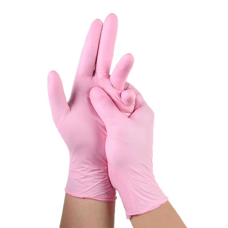 100/40/20 pcs/bag, pink disposable gloves, Work Gloves, Household Cleaning Gloves, waterproof, latex-free, powder-free, suitable for home and kitchen cleaning, nail care, hairdressing, painting and small tool use, Christmas gift, non-medical grade gloves