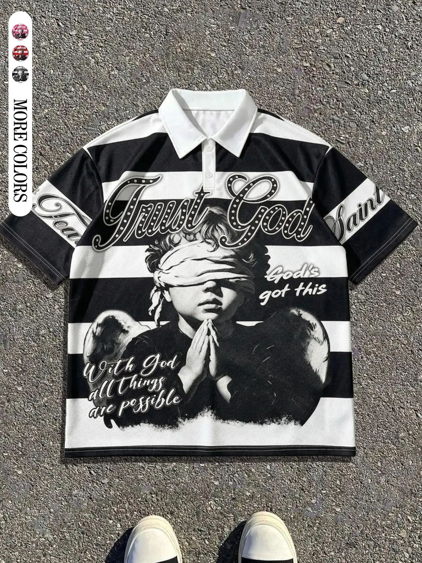 Men's Polo Shirt Angel Graphic Design, Casual Long Fitted H-Type, Spring Summer Street Style, Fashion Outdoor Sports Campus Youth
