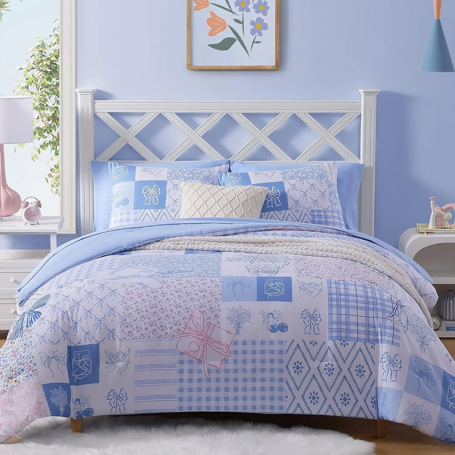 Patchwork Blue Bow