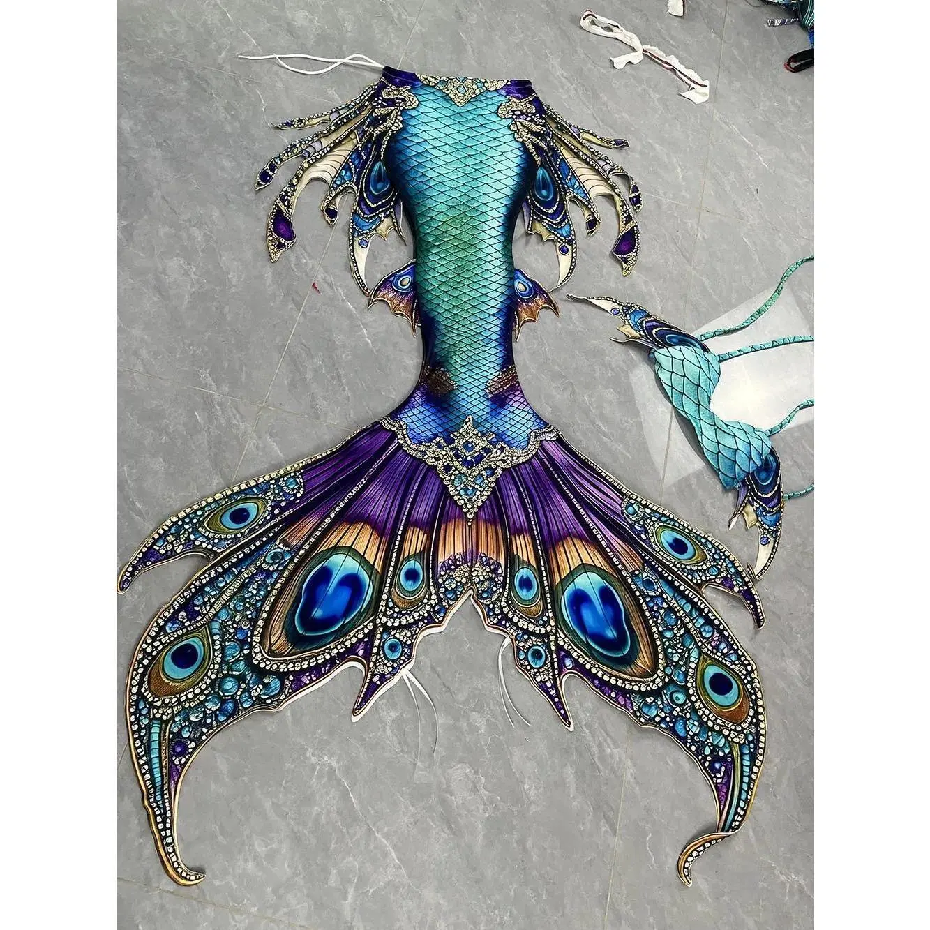 Dreamy Colored Mermaid Tail Adult Fish Tail Glitter Underwater Performance Costume, Oceanarium Cosplay Performance Costume