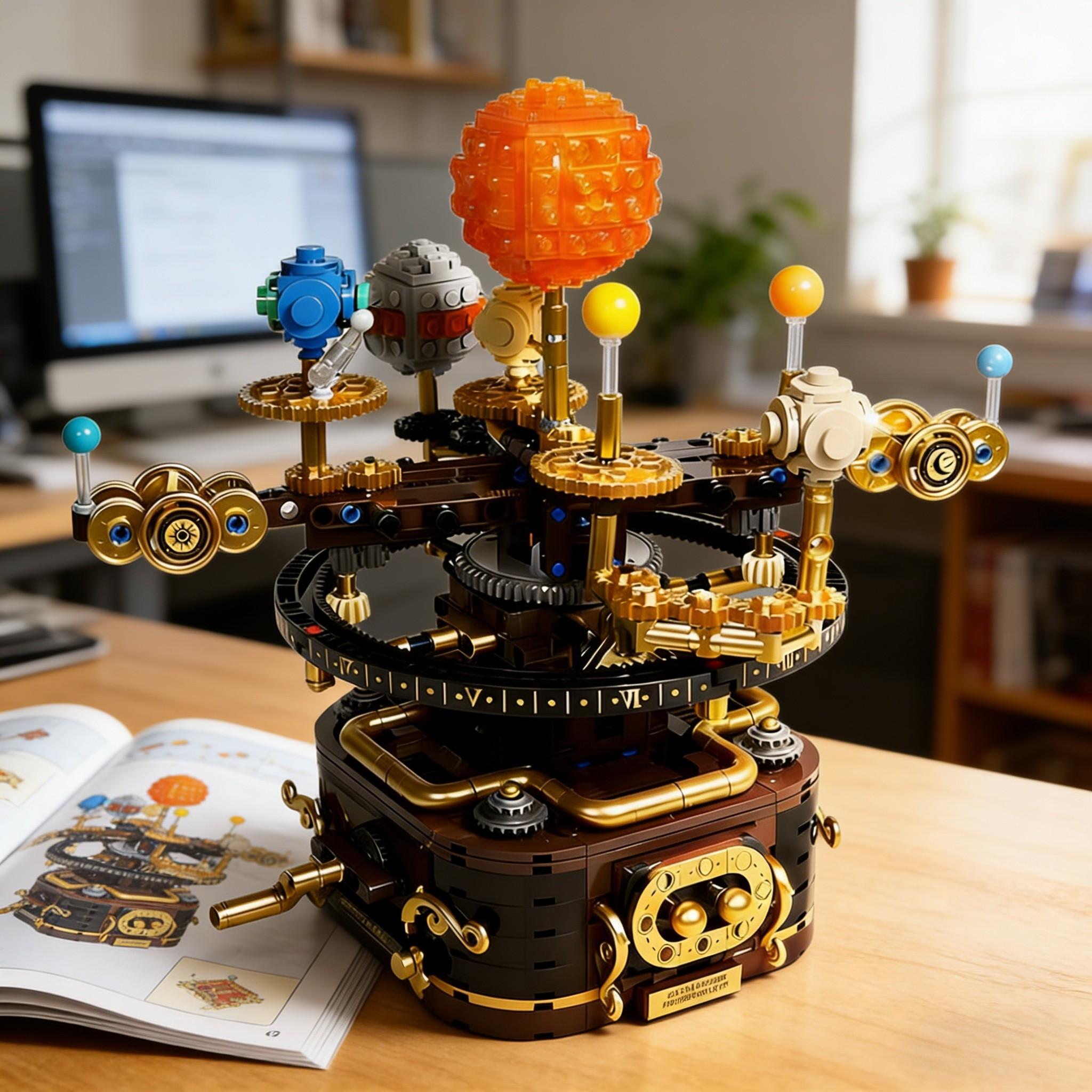 856pcs Solar System Rotating Planets Set, Gear Interlocking Educational Toy, Unisex Stem Learning Kit