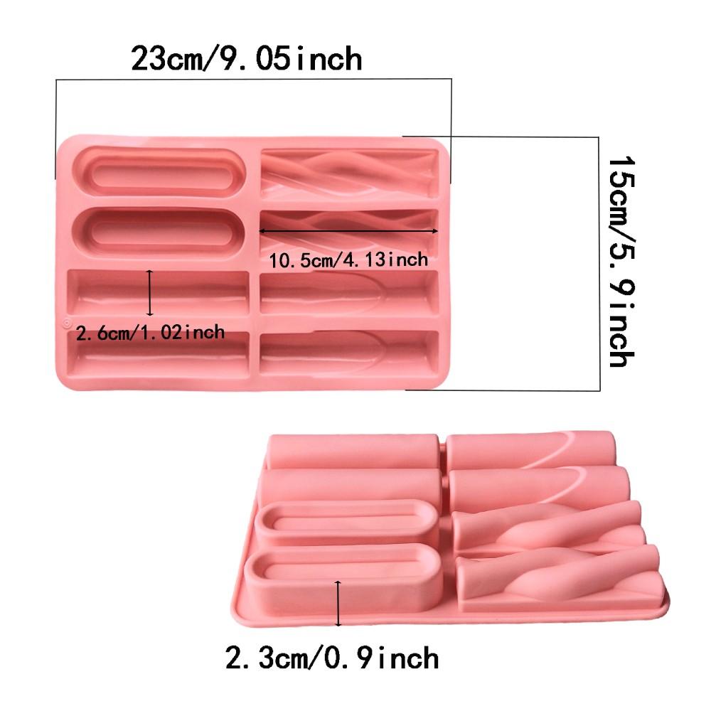 3pcs 8-Cavity Long Rectangle Silicone Cake Molds, 3D Chocolate Cream Cake, Brownie, French Dessert Mold, Baking Tools