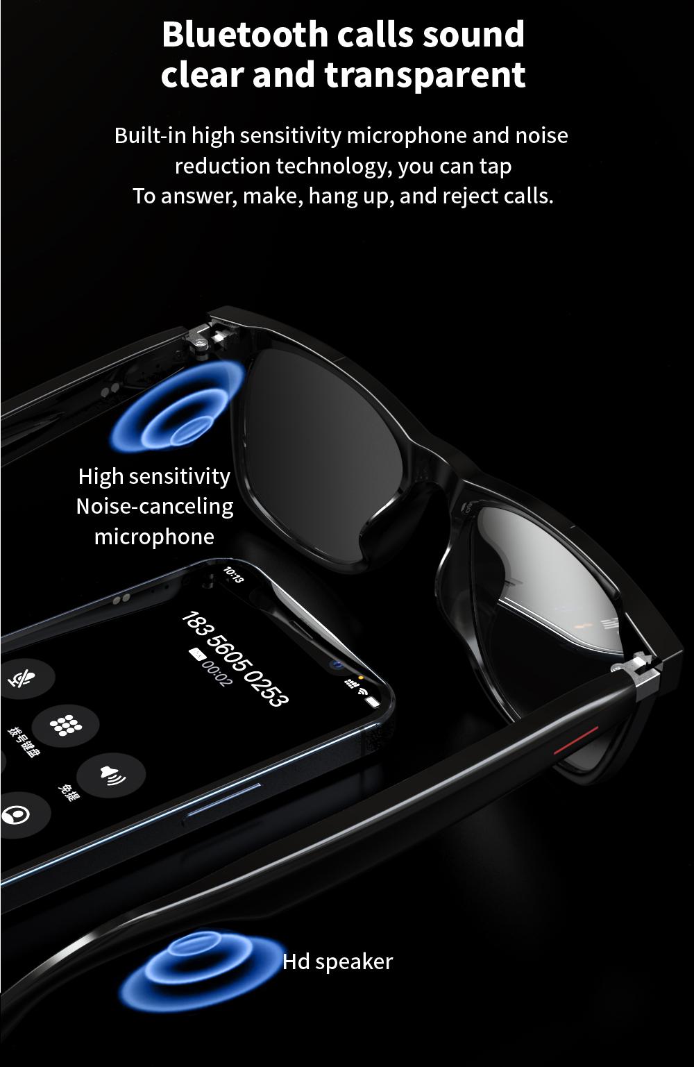 E13 Smart Glasses UV Protection Anti-Blue Light , Bluetooth Compatible for Men & Women , Multifunctional Wireless Glass fathersdaygift