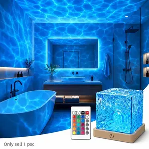 Ocean Wave Projector Light,16-Color LED Cube Lamp with Remote,3D Water Ripple Projection,Romantic Ambient Lighting for Kids Room,Relaxation,Bedroom,Bathroom & Night Light