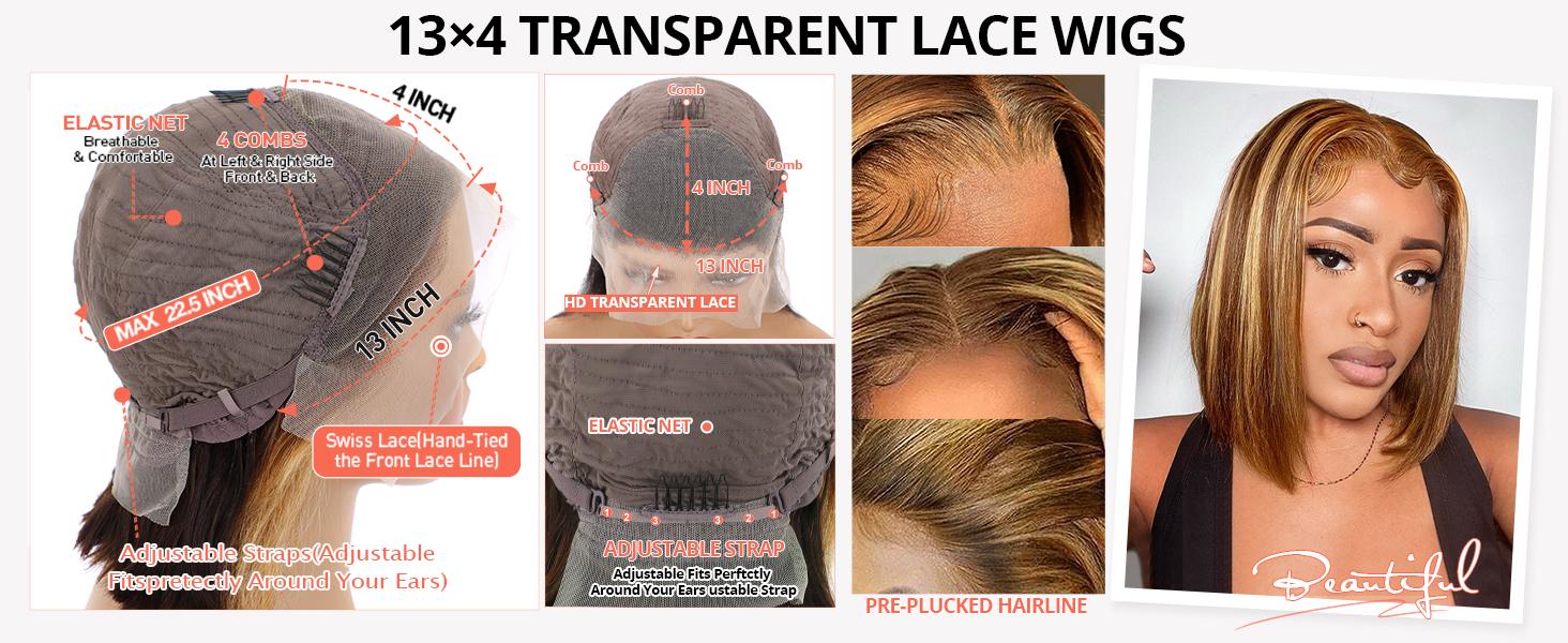 Nerkre Bob Wig Human Hair Highlight Ombre 13x4 Lace Front Wigs 4/27 Honey Blonde Wigs Human Hair Nerkre Bob Wig Human Hair Highlight Ombre 13x4 Lace Front Wigs 4/27 Honey Blonde Wigs Human Hair