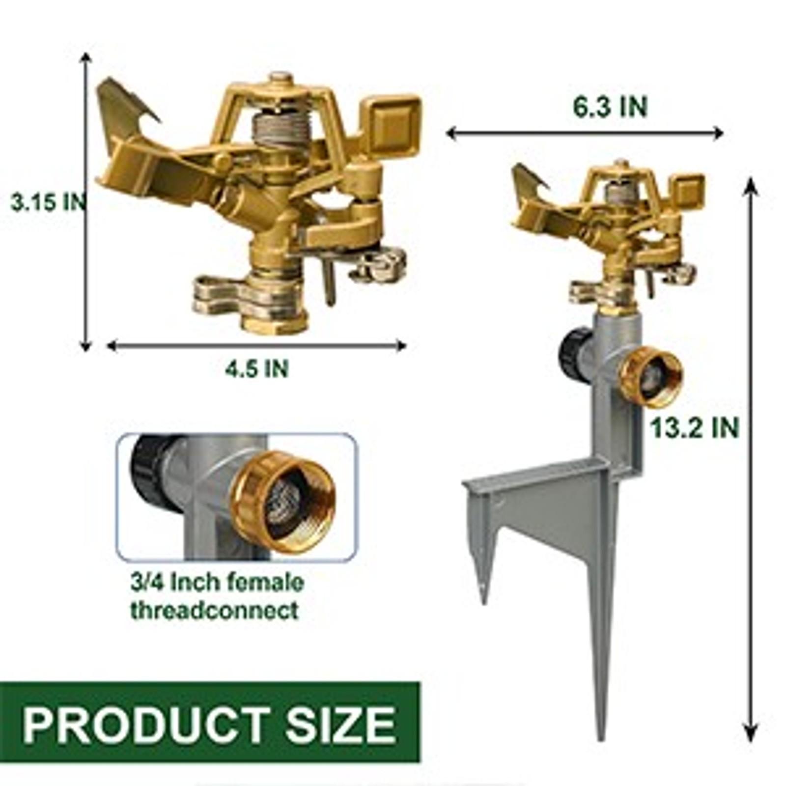2 Pack Zinc Alloy Impact Sprinklers for Yard, Stainless Steel Pulsating Water Sprinkler Head on Spike Base, Adjustable Water Sprinklers for Large Area Patio Lawn Garden Irrigation 2 Pack Zinc Alloy Impact Sprinklers for Yard, Stainless Steel Pulsating Water Sprinkler Head on Spike Base, Adjustable Water Sprinklers for Large Area Patio Lawn Garden Irrigation