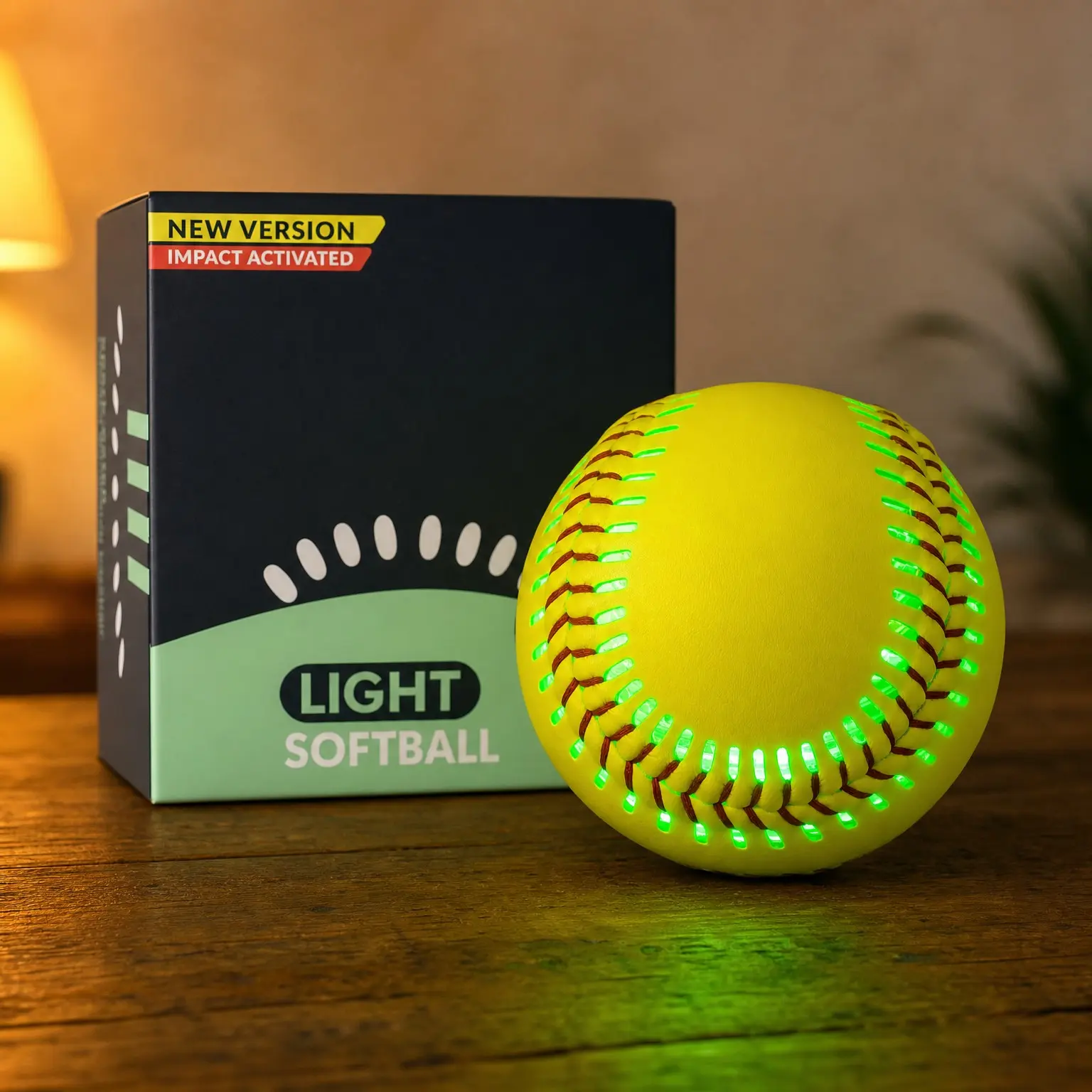 Light Up 12 Inch Glow in the Dark Fastpitch Softball for Girls, Teens & Players - Neon Green