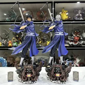 Naruto Uchiha Sasuke Figurine, Mask Dual Head Swap, Fourth Shinobi World War Pose, High Detail Anime Model, Naruto Fan Gift