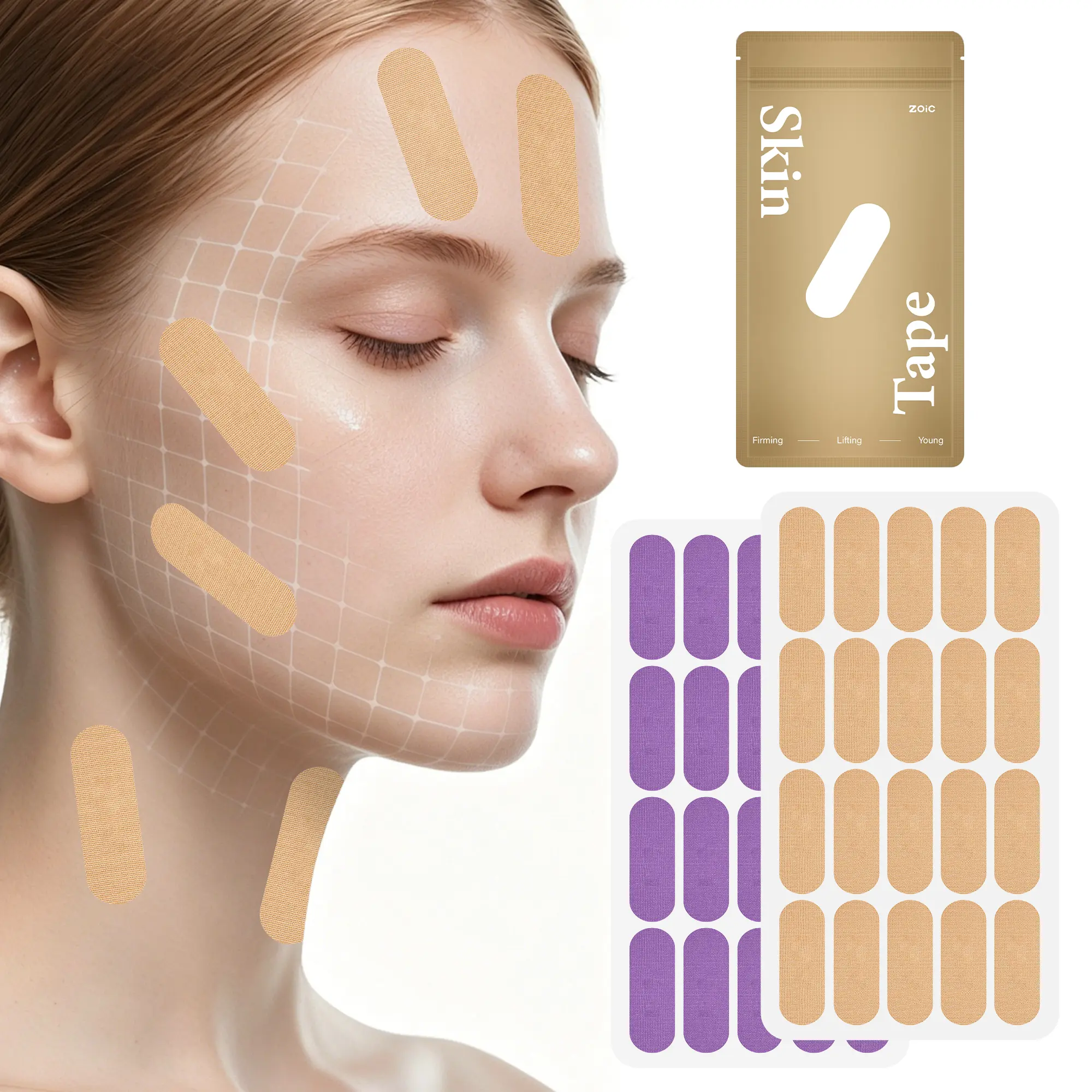 120pcs Wrinkle Tape—Facial tape specifically designed for the forehead, crow’s feet, and nasolabial folds—Overnight Anti-Wrinkle, hypoallergenic, skin-friendly, and latex-free