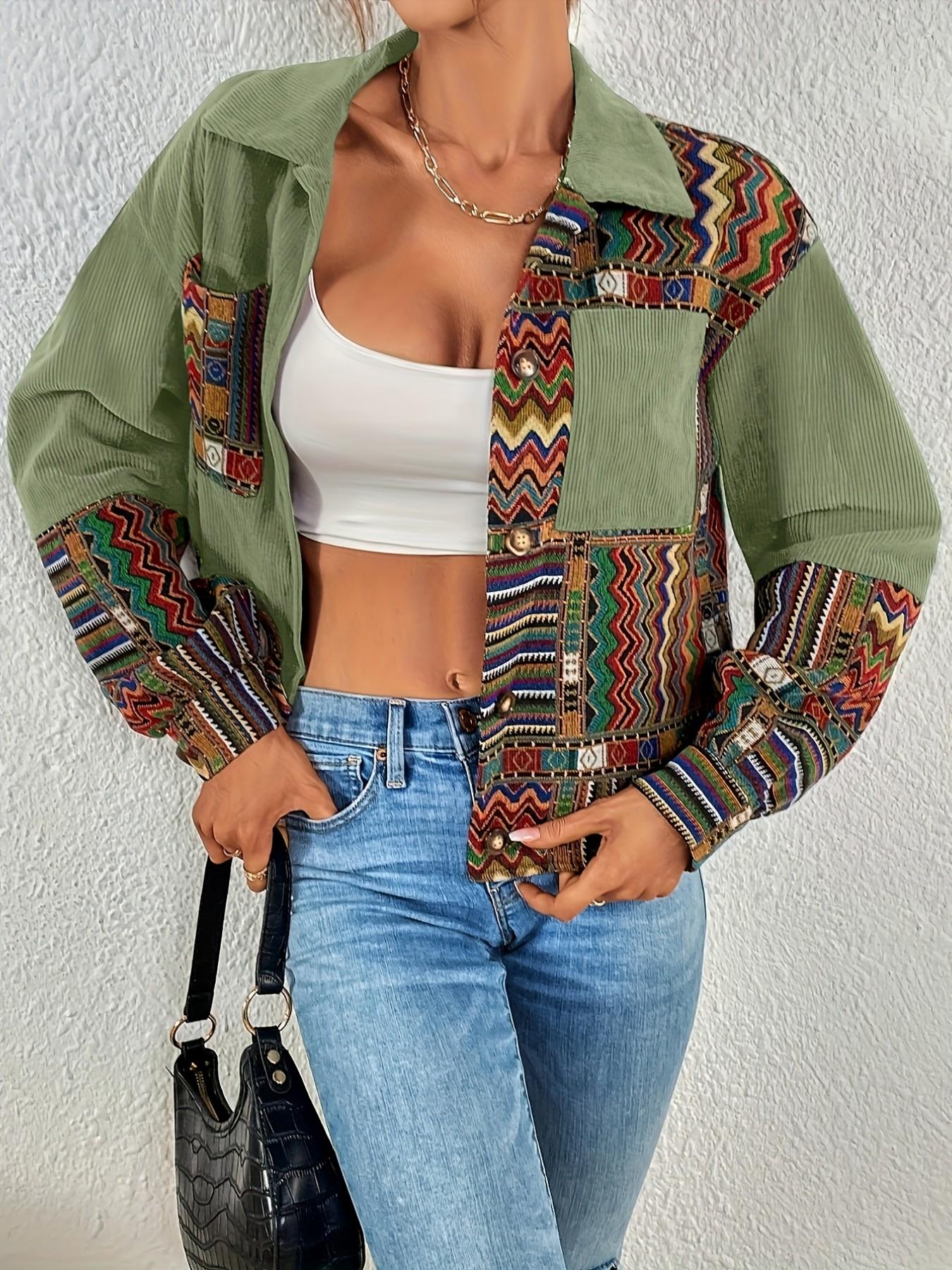 Women's Fashion Floral Shoulderless Velvet Button Jacket, Chic Stylish Casual Ladies' Clothing, Casual Fashionable Outerwear, Trendy Outerwear for Daily Wear, Perfect for Spring & Fall, Coats