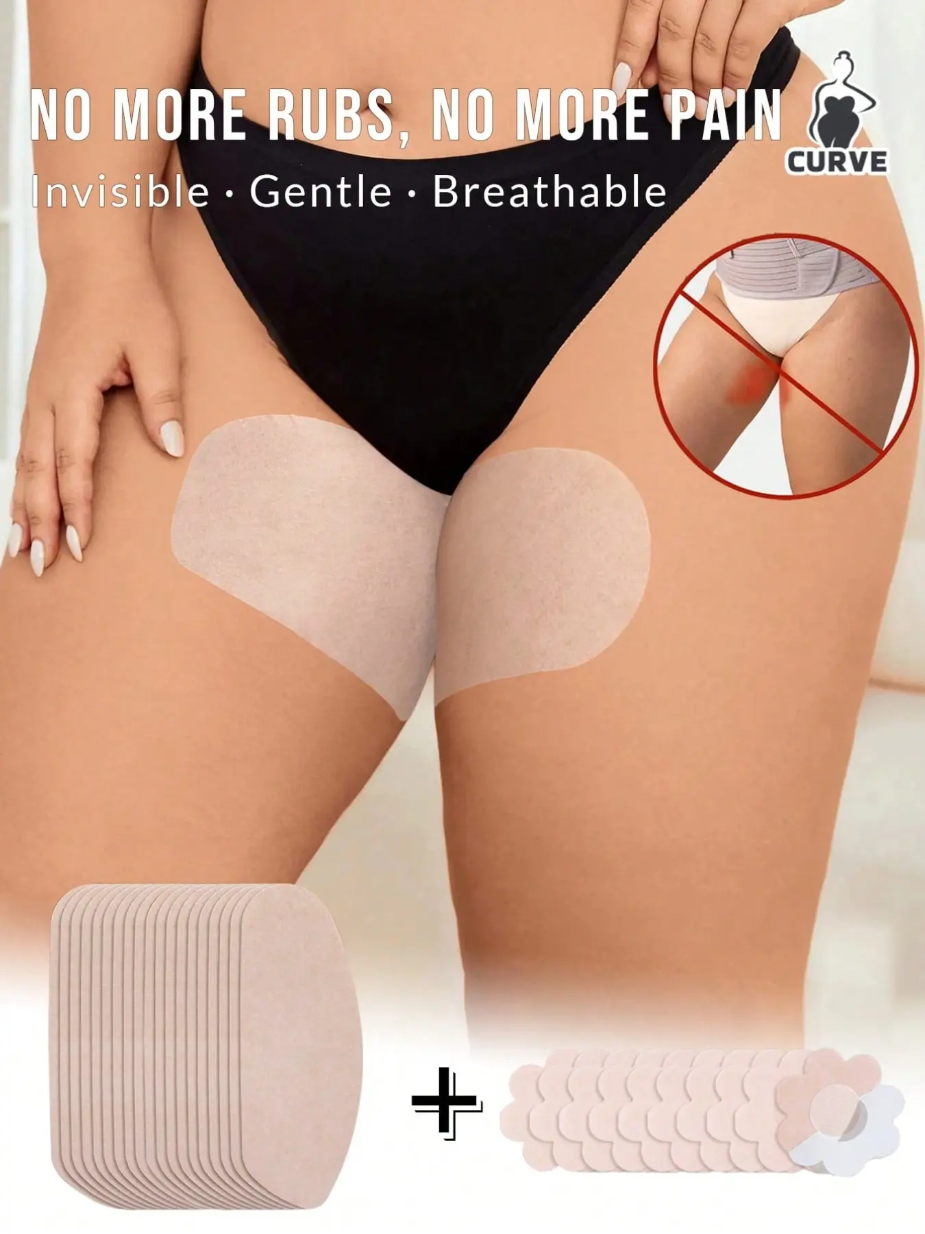 40pcs Anti-Chafing Thigh Pads, Elegant Plain Design, Comfortable Wear, Ideal for Daily Use, Soft Material, Durable Quality, Invisible