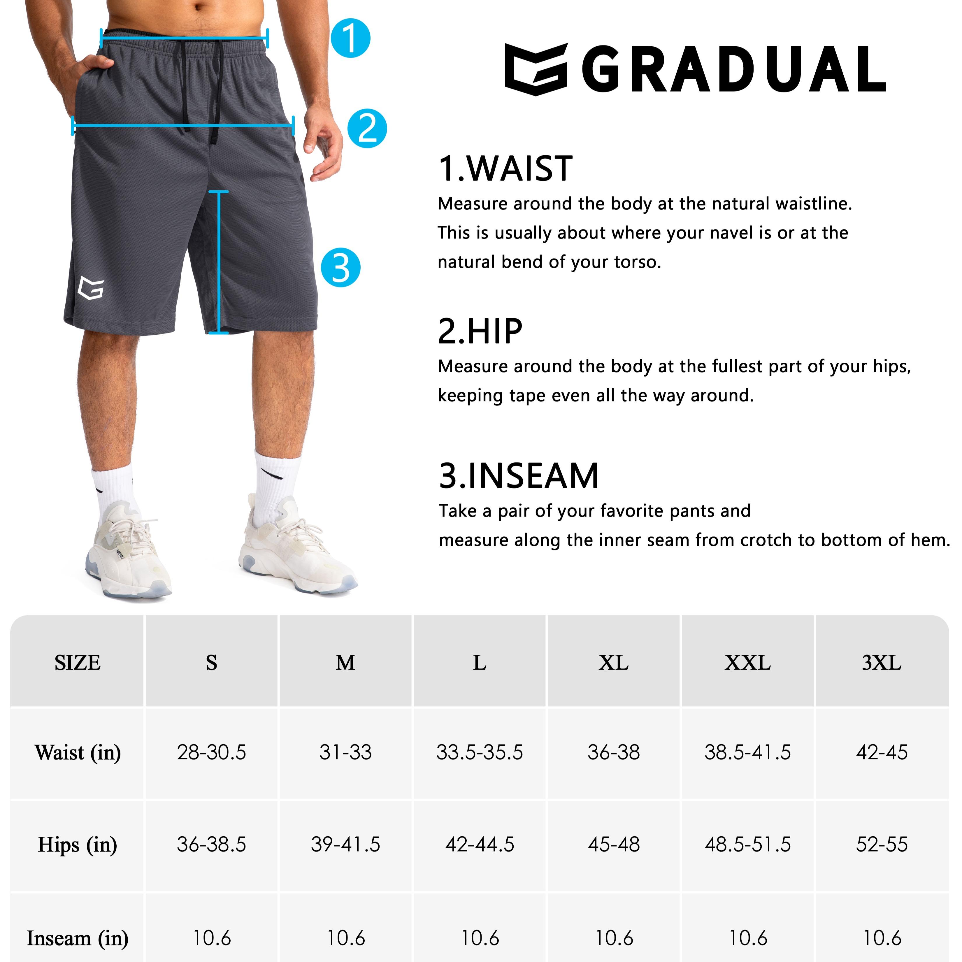 G Gradual Men's Basketball Shorts with Zipper Pockets Lightweight Quick Dry 11" Long Workout Shorts for Men Athletic Gym