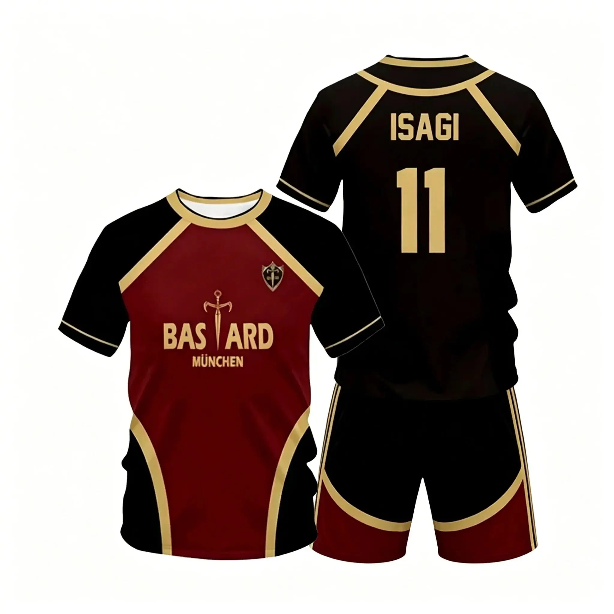 2026 Blue Lock Anime Short Sleeve Shorts Set Futsal Football Pattern VL Replika T Shirt Sets Soccer Club Cosplay Man Jersey