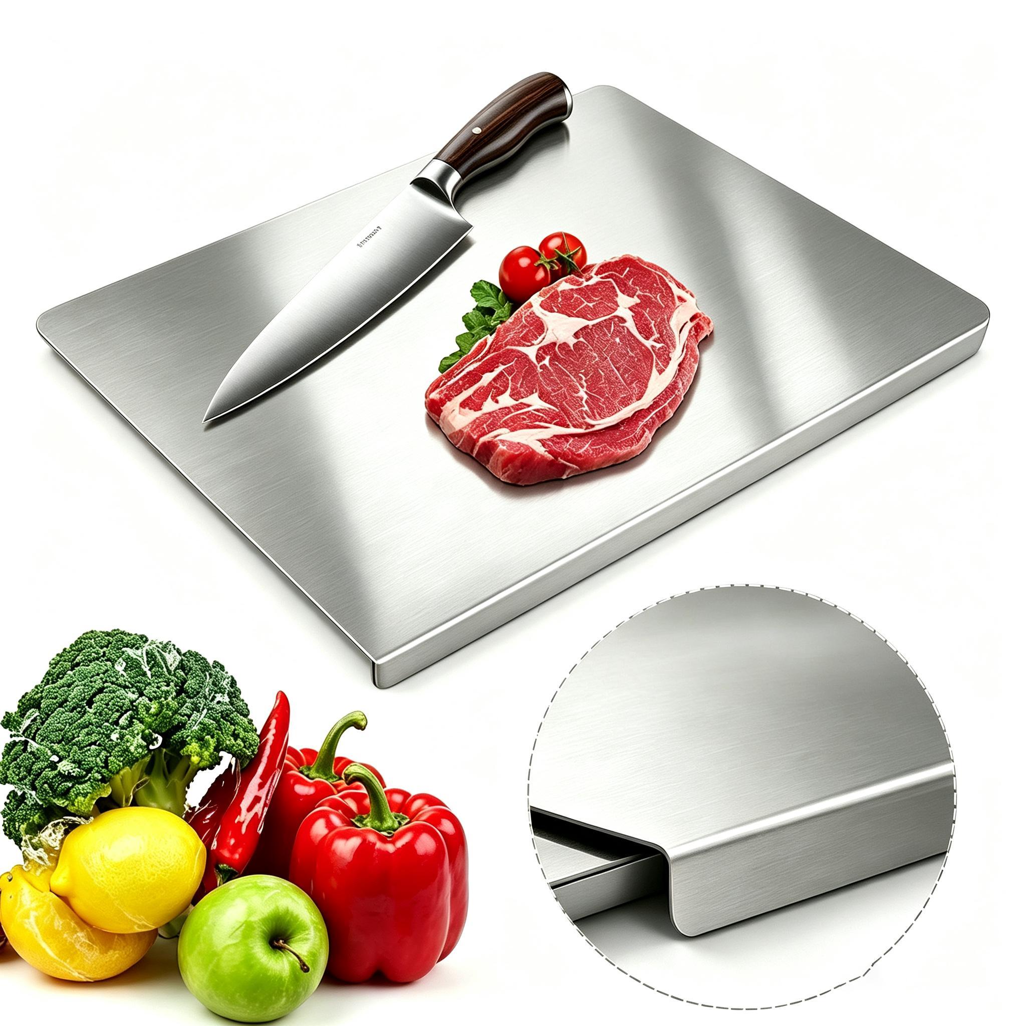 Stainless Steel Food Cutting Board 40x30cm, Durable Large Kitchen Chopping Block for Meat, Fruit, Vegetables and Baking, Easy to Clean, Suitable for Daily Use, Cutting Boards for Kitchen