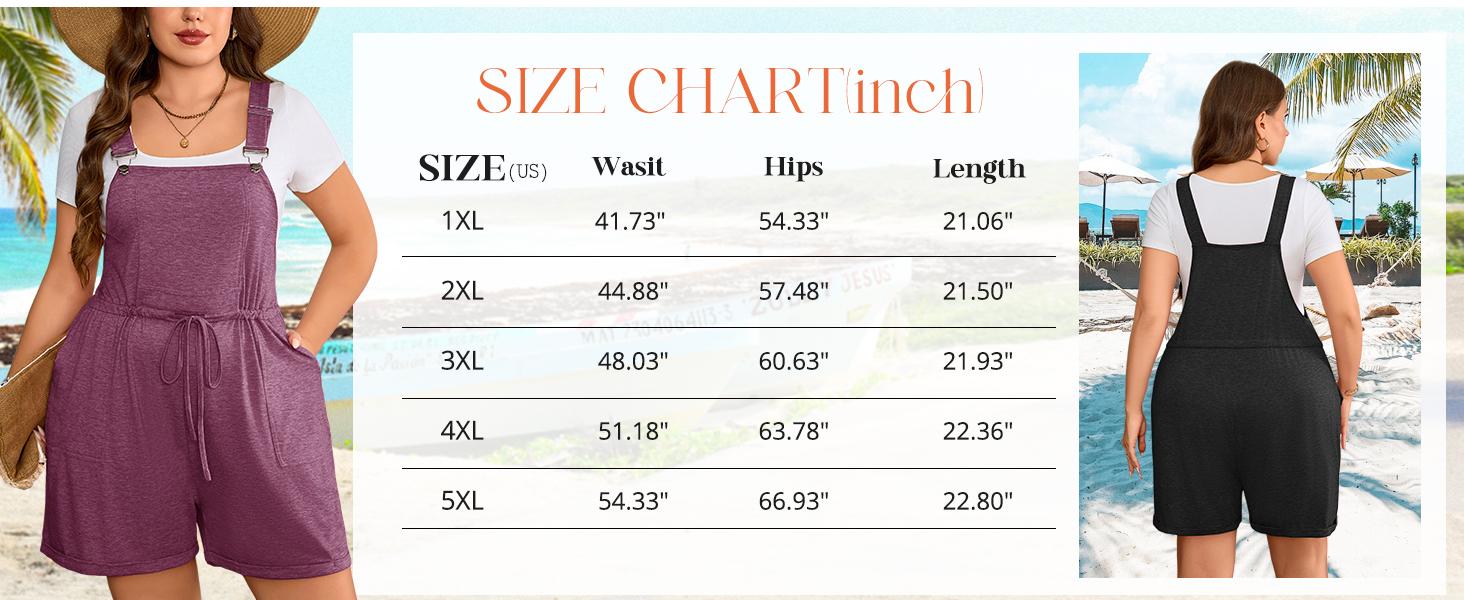 Chulianyouhuo 2026 Women's Plus Size Jumpsuit Overalls Strappy High Waist Short Romper with Pockets Casual Sleeveless Fitted Summer Beach Wear Womenswear