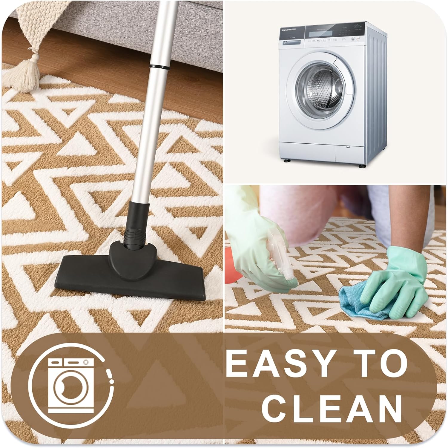 【Deals for You Days】TWINNIS Plush Geometric Textured Area Rug Lantern Geometric Rug Shaggy Memory Foam Rug  Washable Non-Slip Cozy Modern Floor Decor