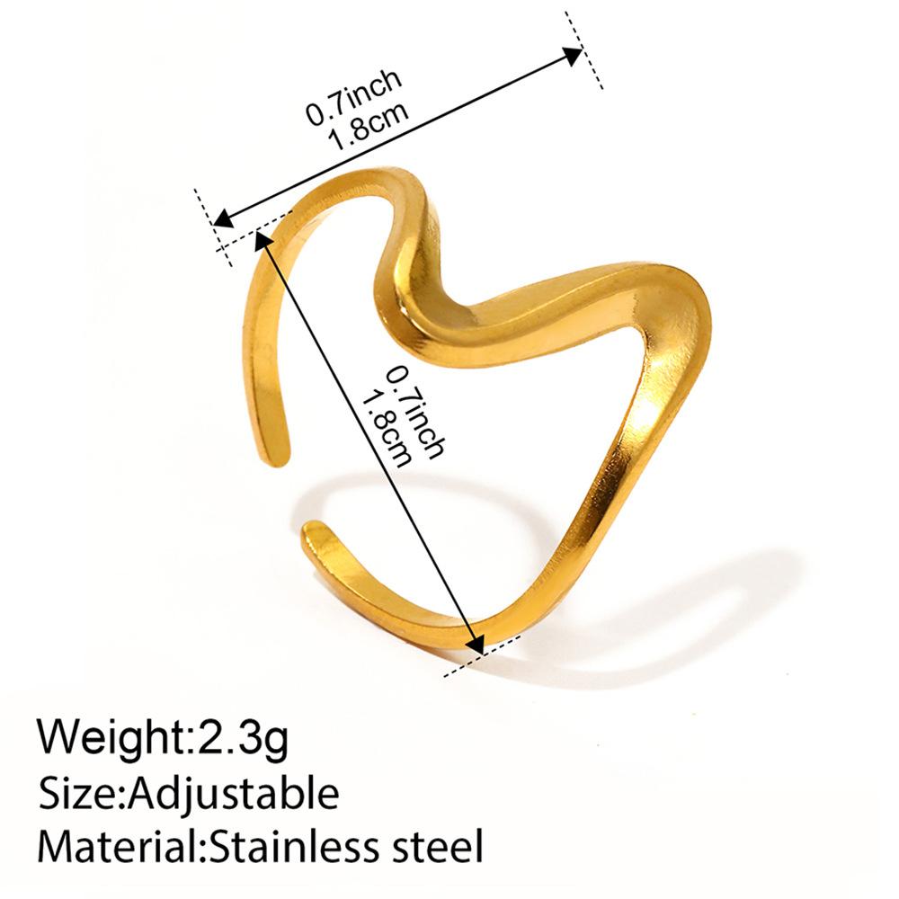 Fashionable stainless steel trendy lines ring - simple style, small and exquisite, with adjustable opening, irregular design ring