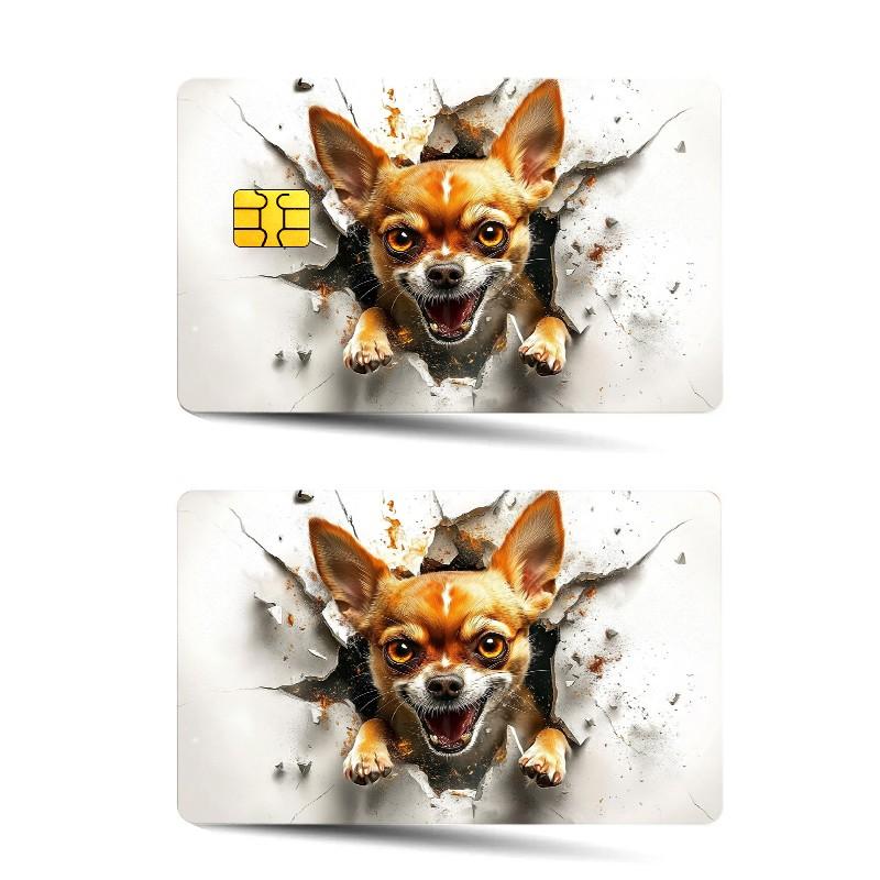 2-Pack Dog Pattern Credit Card Stickers, Ultra-Thin Waterproof Scratch-Resistant, Personalized Bank Card Decorative Stickers, Durable Waterproof Stickers
