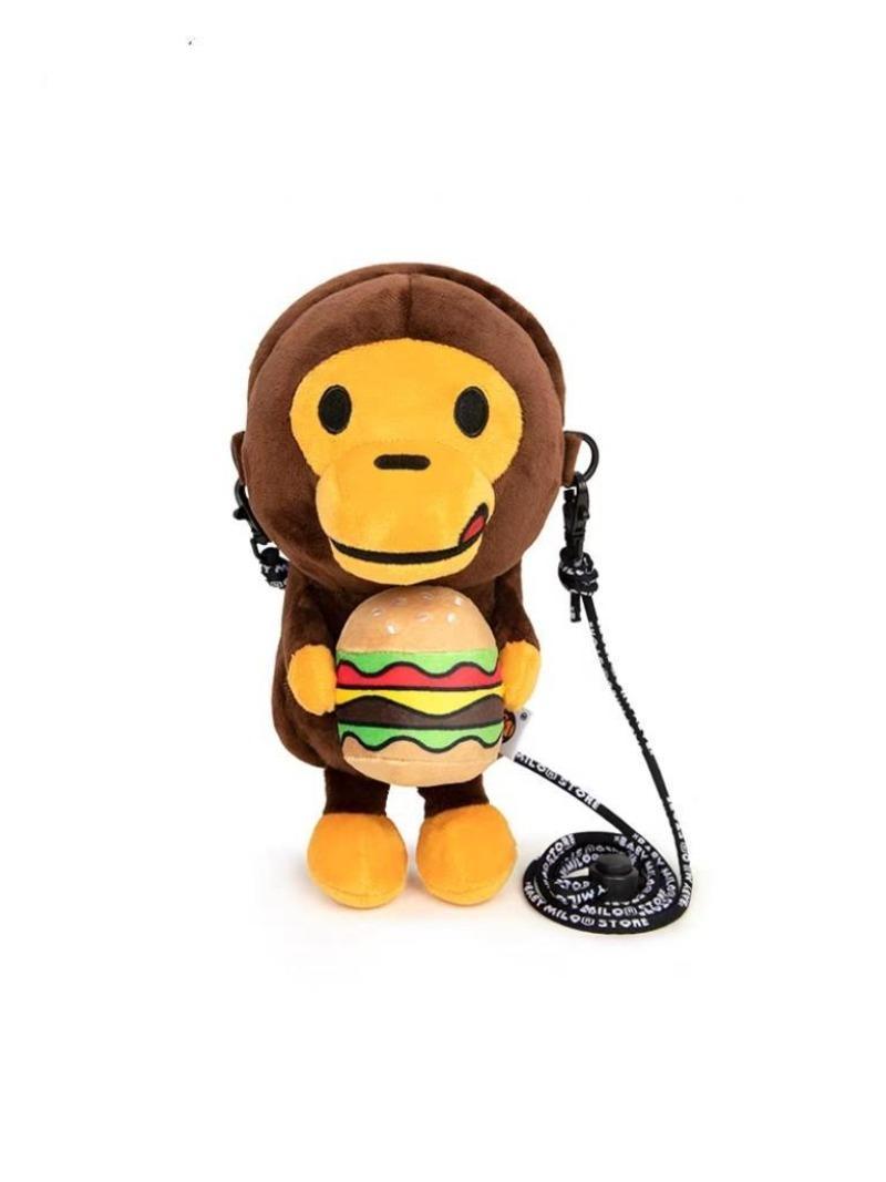 Plush Monkey Face Crossbody Bag - Stuffed Toy Messenger Bag for iPhone, Trendy Internet Celebrity Accessory