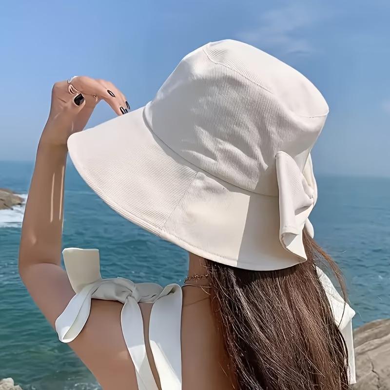 2Pcs Lightweight Breathable Bow Accent Bucket Hat | Casual Versatile Japanese Style Wide Brim Sun Hat, Foldable & Packable Trendy Spring Summer Headwear