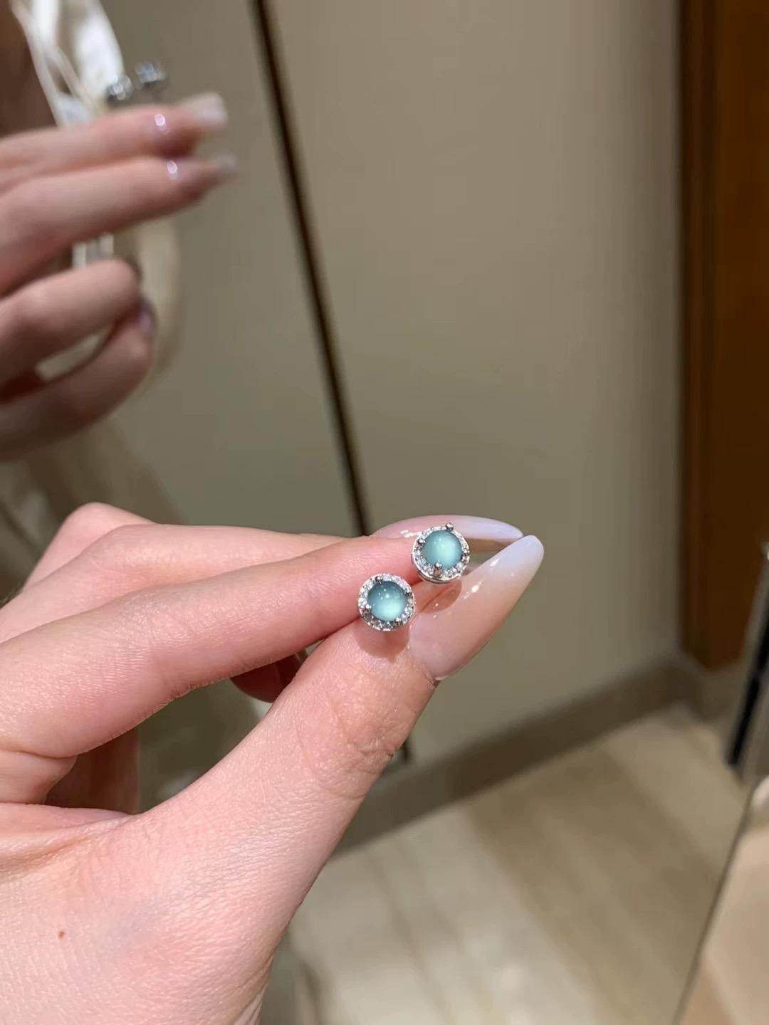 Natural Jade Stud Earrings 7mm , More Jewelry in Livestream, 7mm Green Jade Earrings for Women, Water Blue Jadeite Earrings Studs, Jade Jewelry for Women & Men, Earrings Gift for Birthday Anniversary