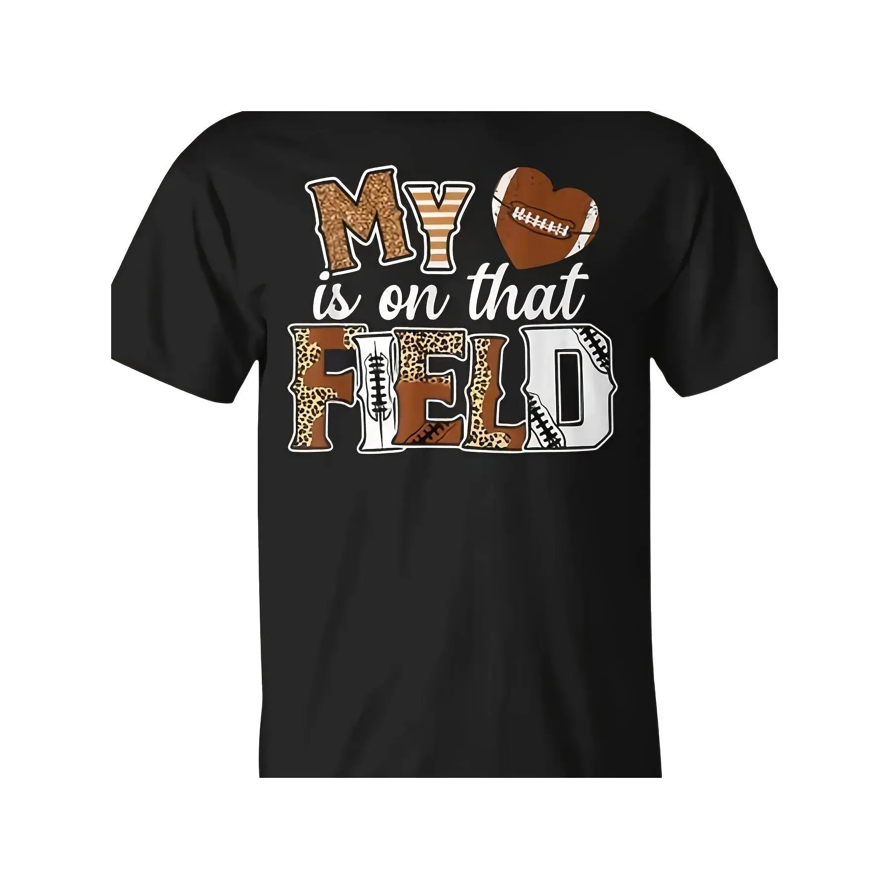 My Heart Is On That Field Football Mom TShirt Soft Breathable Crew Ne Funny Shirts Mens Graphic Tshirts Tshirts for Men Soft and Comfortable Short Sleeve