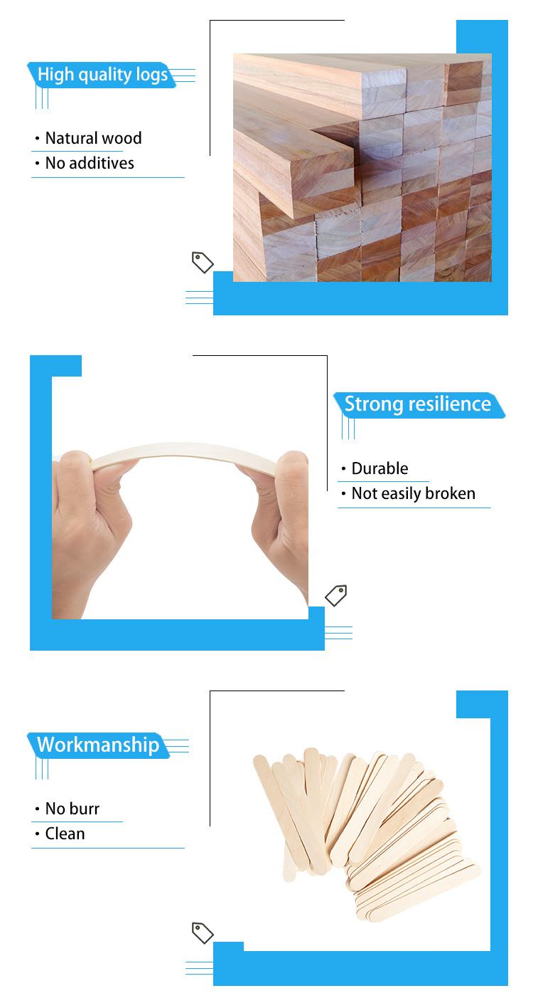 100pcs Waxing Sticks for Hair Removal, Wooden Spatulas for DIY Crafts, Ice Cream Stick Shape Shaving Tools, Pack of 100 Pieces