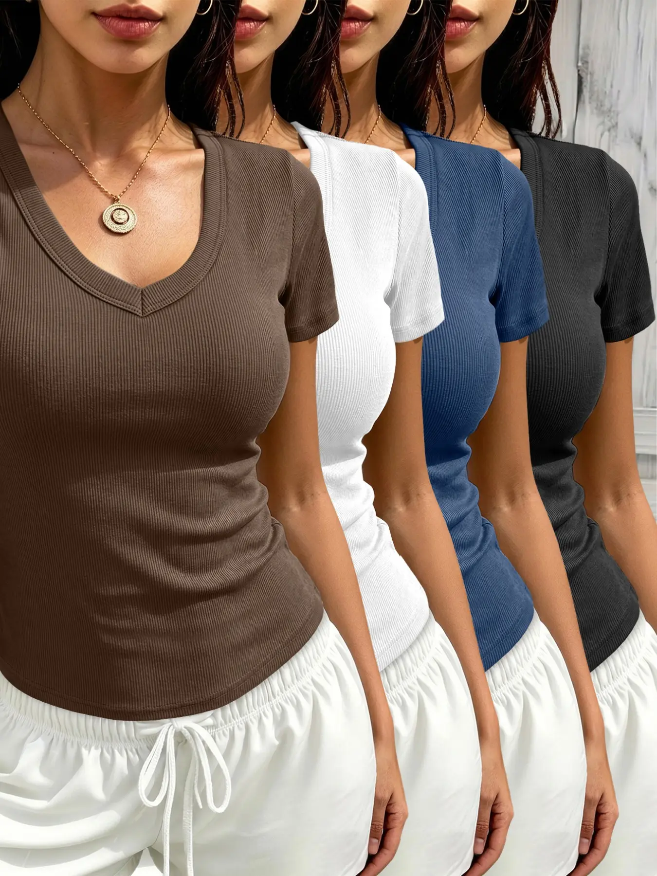 Coffee color+White+Blue+Black