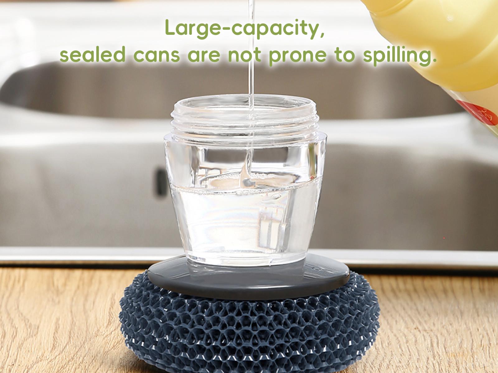 Automatic Liquid Filling Comfort Handle Soap Dispense Palm Brush for Kitchen Sink Pot Bowl Cleaning,tackle tough stain,kitchen stove Cleaning,grease removal,brush applicator,glove brush Squeegee