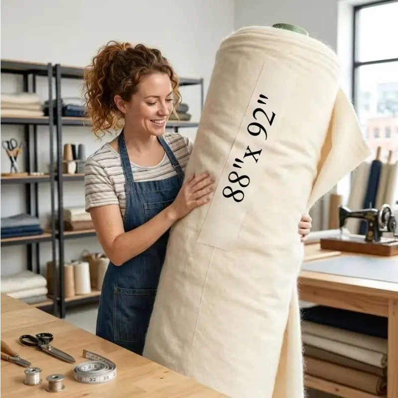 Heavy-Duty Needle-Punched Cotton Fabric (88in x 92in) - Heat-Resistant for Quilting Art, Wearable Craft & Placemats, Suitable for Beginners & Pros, Includes 4 Reusable Removable Fasteners