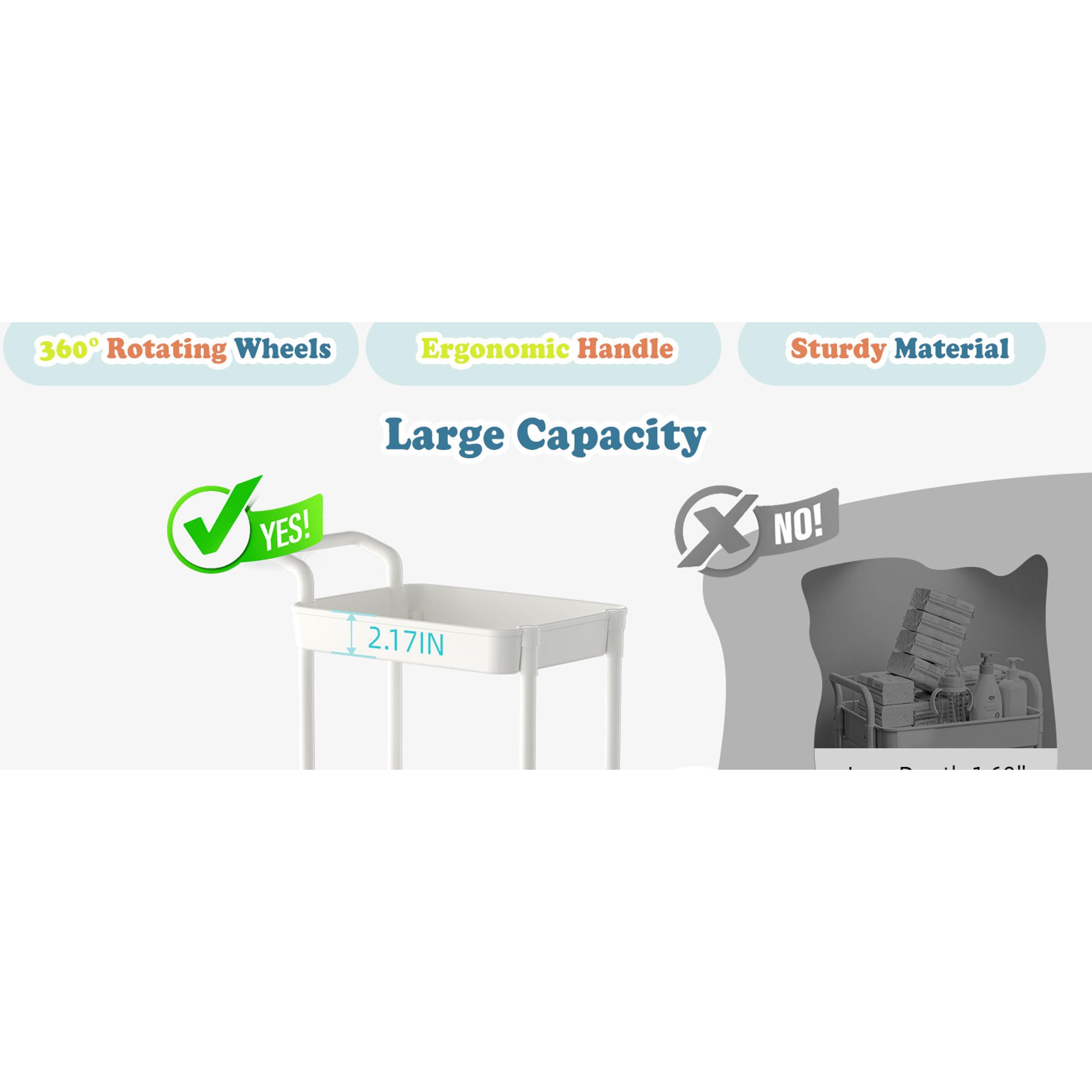 Baby Diaper Caddy, Plastic Movable Cart for Newborn Nursery Essentials Diaper Storage Organizer for Changing Table & Crib, Easy to Assemble, Baby Registry, Off-White