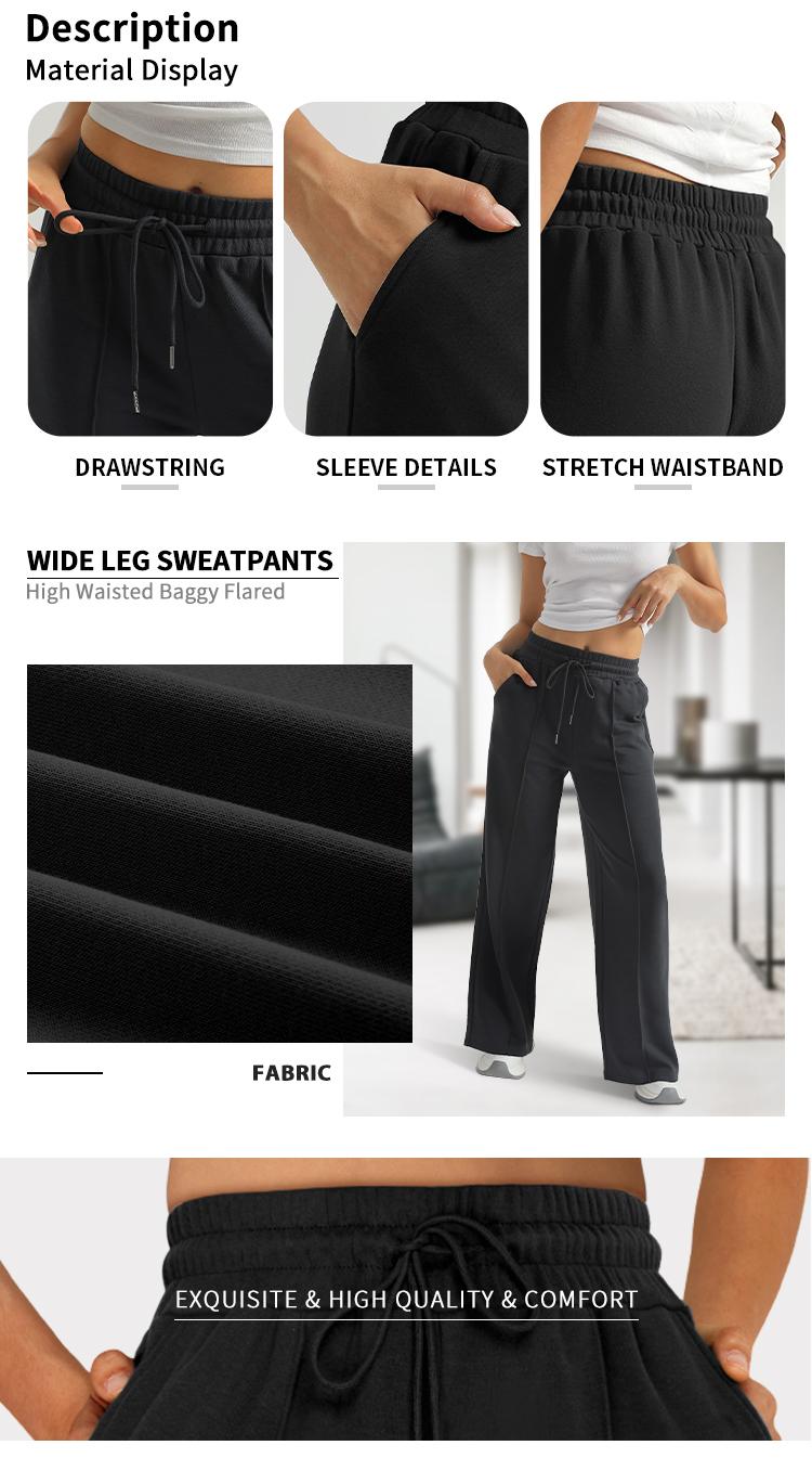 AUTOMET Women’s Wide Leg Sweatpants High Waisted Baggy Flared Pants Drawstring Athletic Joggers