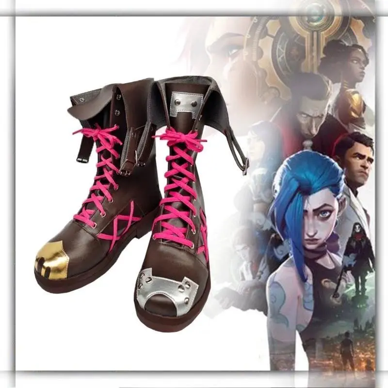 Game LOL Jinx Arcane Cosplay Outfit Wig Tattoos Shoes Women Uniform Halloween Party Carnival Costume Accessories Blue Long Braid