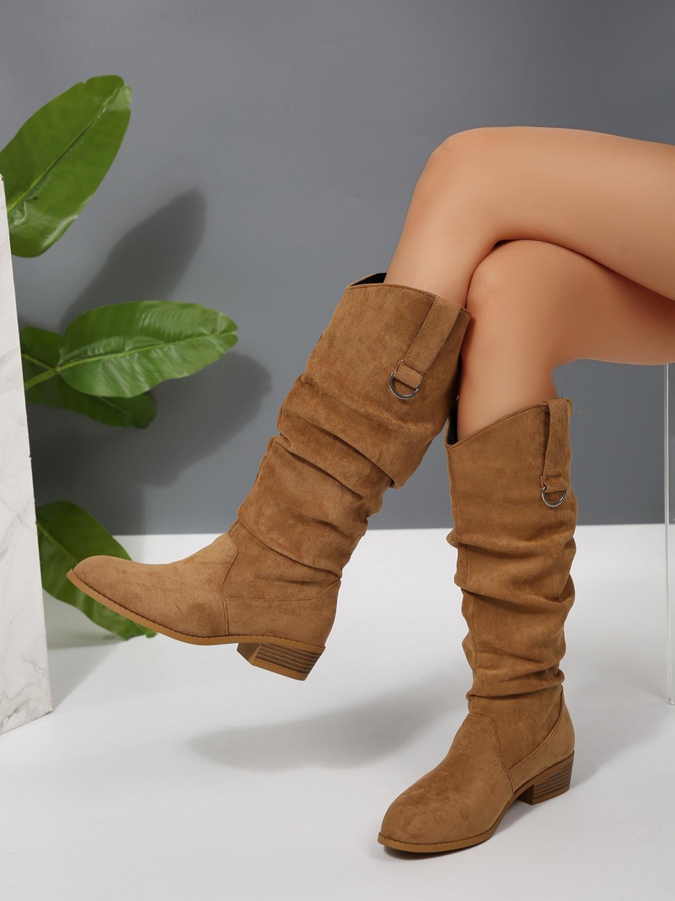Women's Winter Pointed Toe Mid-Calf Boots, Wide Calf Design, Comfortable & Stylish, Perfect for Casual Wear, Durable Material
