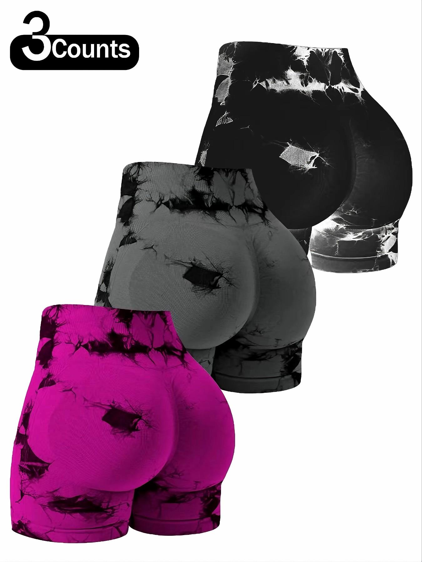 Women's Tie Dye Print High Waist Sports Shorts, Breathable Comfortable Skinny Athletic Shorts for Gym Workout Running, Ladies Sportswear Activewear for All Seasons, Athletic Bottoms