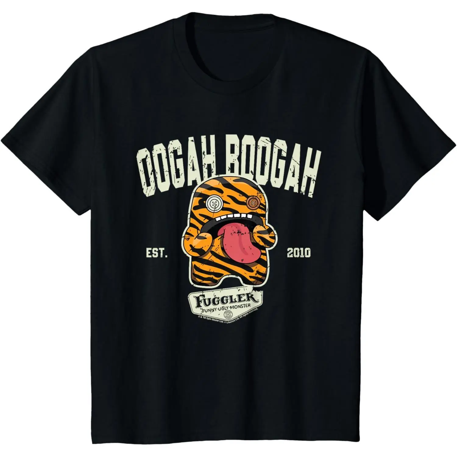 Alternative Graphic T-Shirt for Women, Oogah Boogah Tiger Stripe Monster Design, Funny Plush Toy Inspired Animal Print, Animals, Stuffed, Round Neck, Shortsleeve