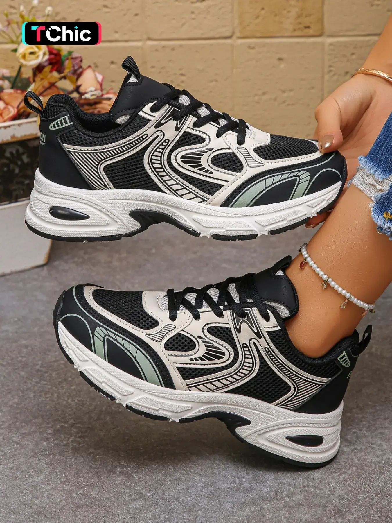 New Arrival Sporty Casual Shoes, Dad Sneakers, Fashion Student Running Shoes, Jogging Shoes, Lace-Up Slip-On, Comfortable Trendy Versatile Women's Footwear