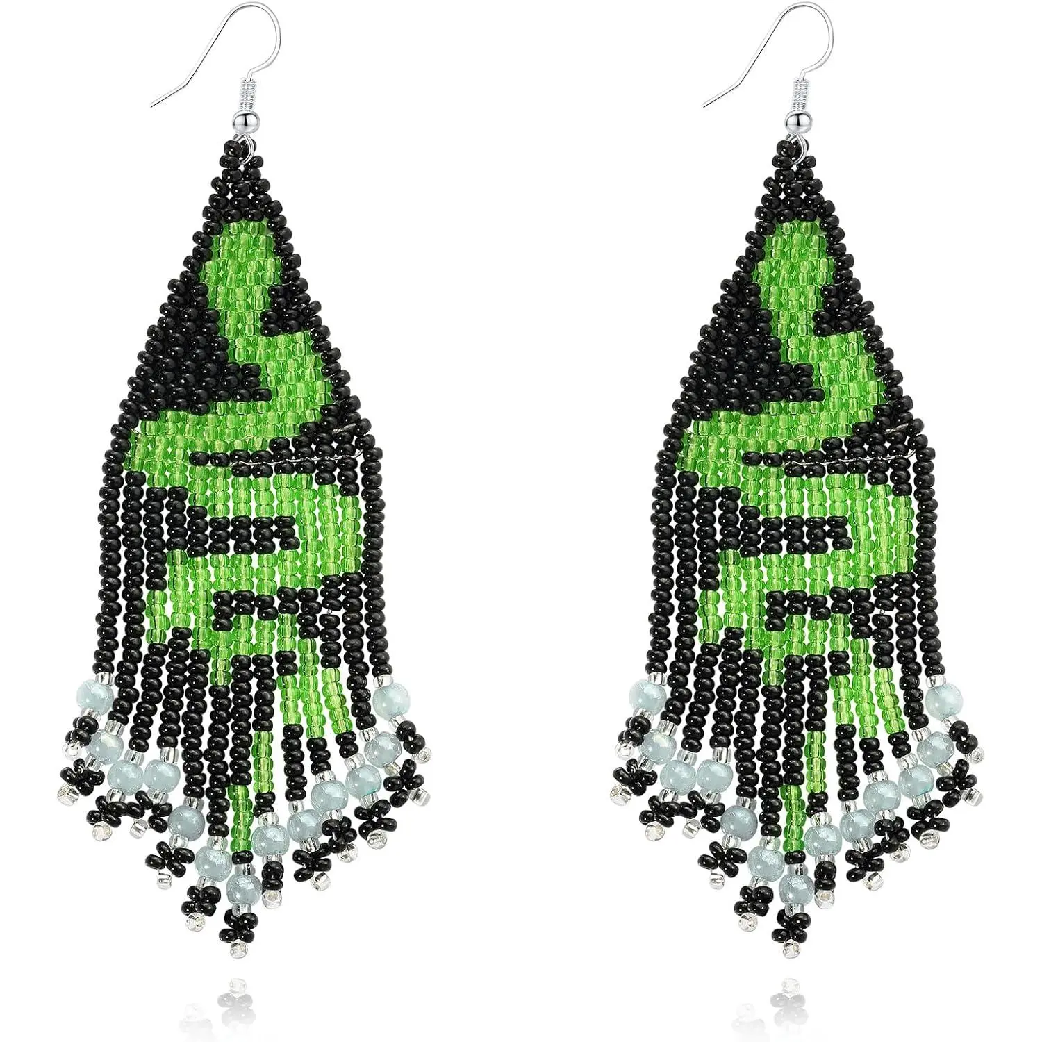 Bohemian Long Tassel Beaded Boho   Dangle Earrings | Drop, Fringe, Statement, Tribal, , For Women, Modern, Seed Beaded, Large, Big, Mix-Colors