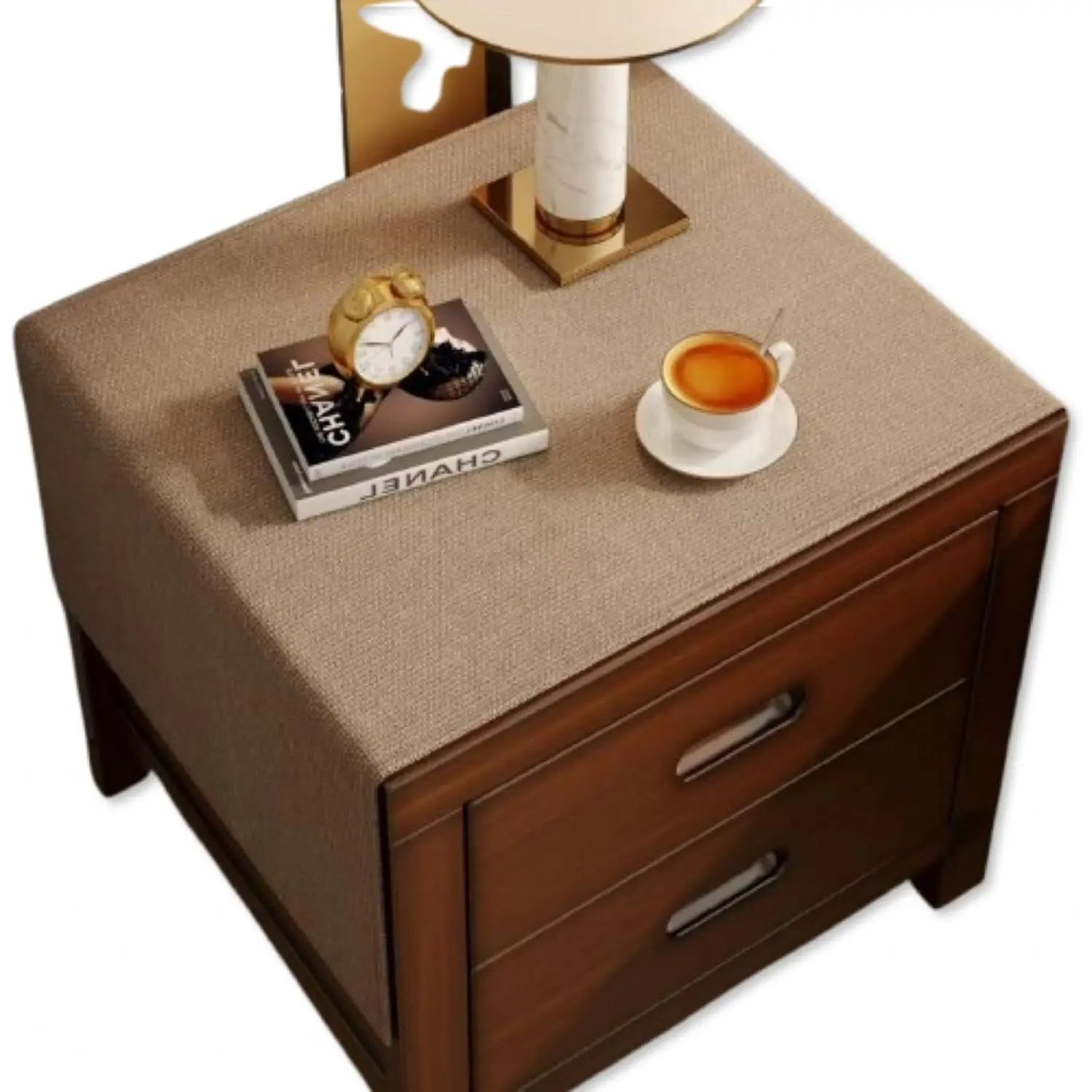 Bedside Table Mat Nightstand Dust Cover Waterproof Cotton Linen Brown