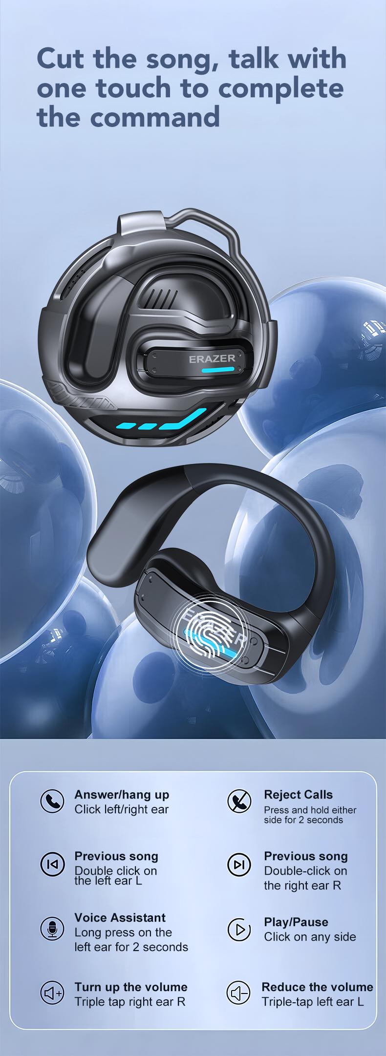 ERAZER X8 OWS Wireless Bluetooth Earphones IPX5 Waterproof Playing Music Phone Calls Headphones & Meeting Summary Earbuds