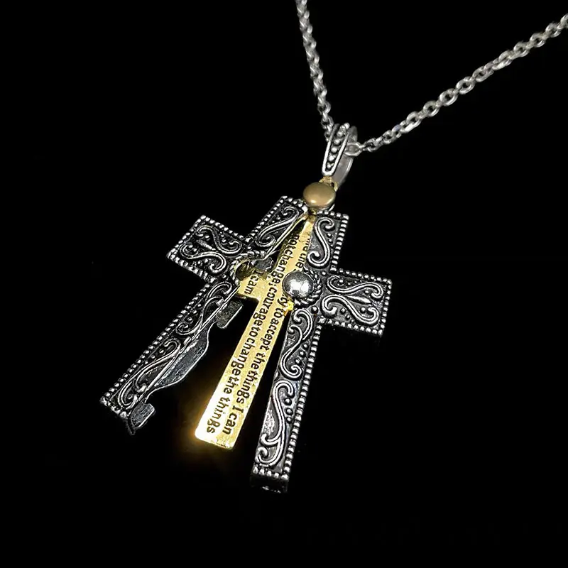 Unisex Vintage Distressed Metal Cross Locket Necklace - Openable Hip Hop Pendant, Men's Fashion Costume Jewelry Accessory for Daily Wear & Gifting