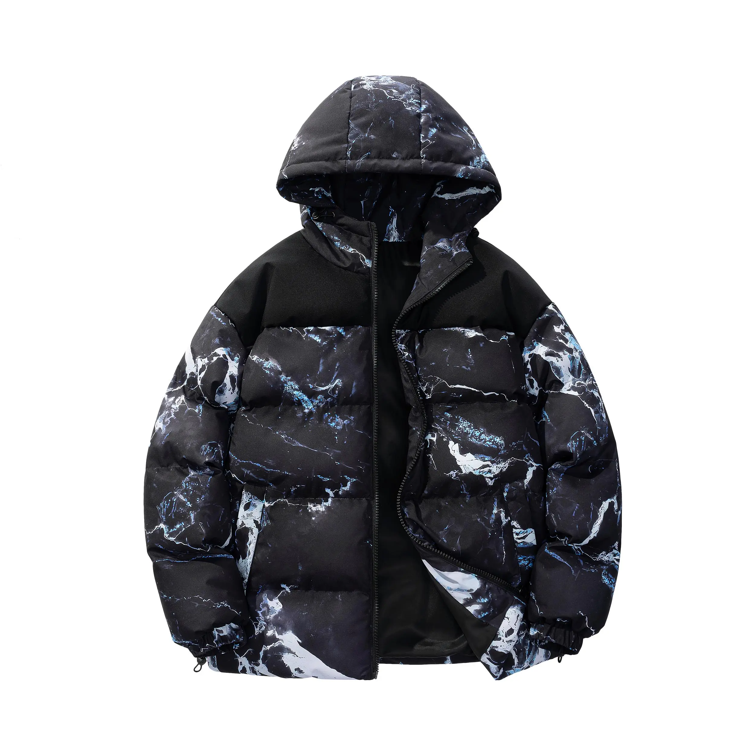 Men's regular winter coat, casual hooded cotton jacket, quilted warm parka, suitable for cold weather, everyday wear and outdoor activities. Black Stylish