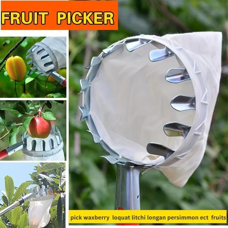 1 Pcs High Altitude Fruit Picking Stainless Steel Telescopic RodFruit Catcher Collection Pouch Farm Picker Fruit Supplies Tools