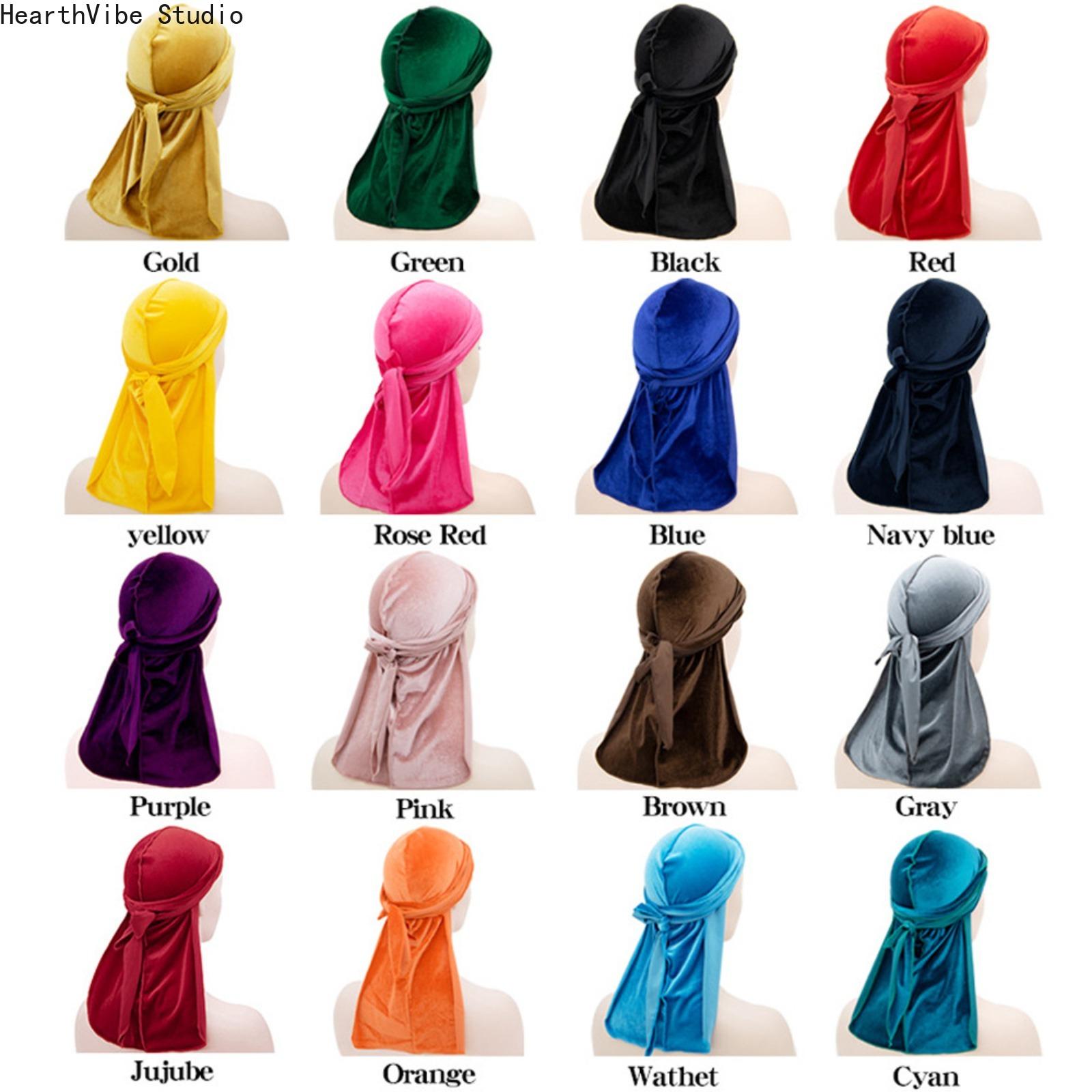 Premium Velvet Durag with Silk Satin Lining, Oversized 360 Wave Cap, 40-in Extra Long Tails, Adjustable Headwear, Hip Hop Wave Locking Unisex Streetwear Accessory for Men, Compression Headwear
