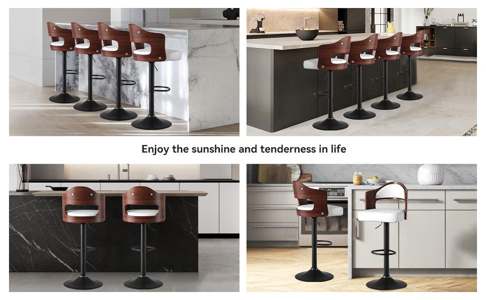 Swivel Bar Stools Set of 1/2 Seat Adjustable Height 24.5-33.5IN, Wooden Barstools PU Leather Upholstered Bar Chairs with Back & Footrest for Bar Kitchen Dining Room Swivel Bar Stools Set of 1/2 Seat Adjustable Height 24.5-33.5IN, Wooden Barstools PU Leather Upholstered Bar Chairs with Back & Footrest for Bar Kitchen Dining Room