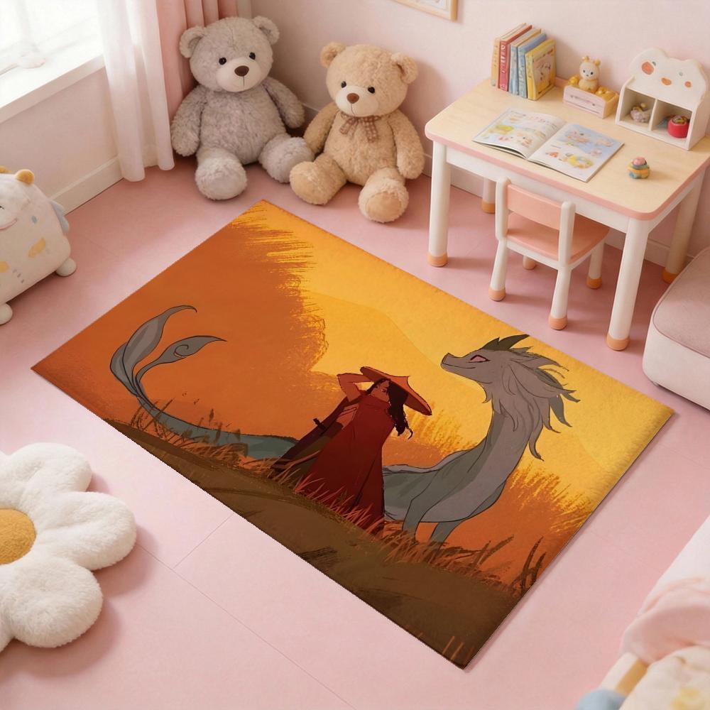 R-RayaandtheLastDragon MOVIE Floor Mat Thickened Soft Flannel Rug – Non-Slip, Absorbent & Wear-Resistant Indoor Mat for Entryway, Living Room & Daily Home Use